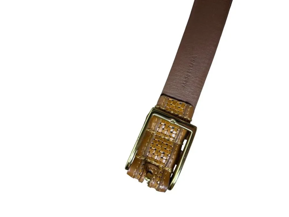 Allen Edmonds Triple Braid Inlay Belt Dress Men’s Size 44 Tan Brown 28090
